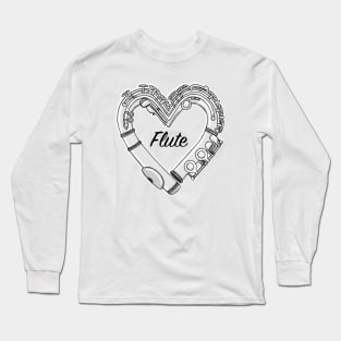 Love Flute Heart-Shaped Doodle For Flutists Long Sleeve T-Shirt